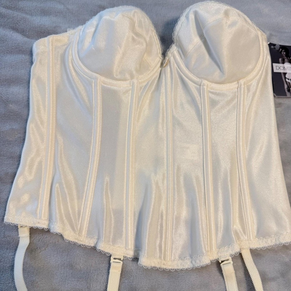 Dominique Rachelle 7750 Bustier 34A Ivory Bridal Corset Bra Garters NWT - Picture 4 of 12